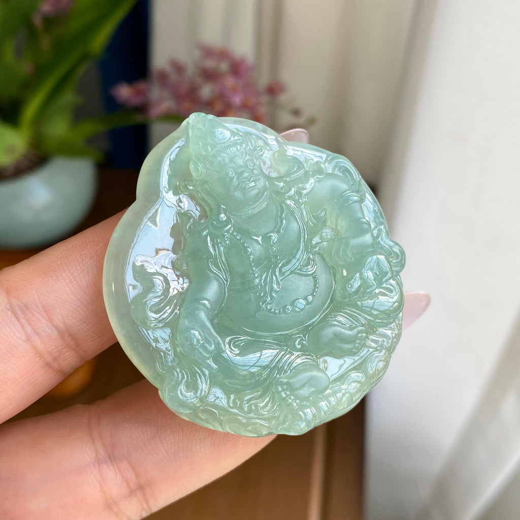 糯冰种晴底翡翠财神吊坠（yc297035）