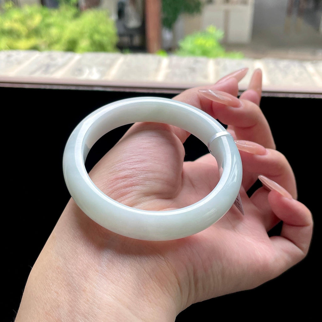 糯种无色正圈平安镯 54圈 天然缅甸A货翡翠（yc522712）