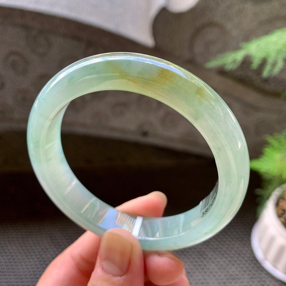 糯冰晴底飘花黄翡平安镯（57.8mm）（TF07093601）