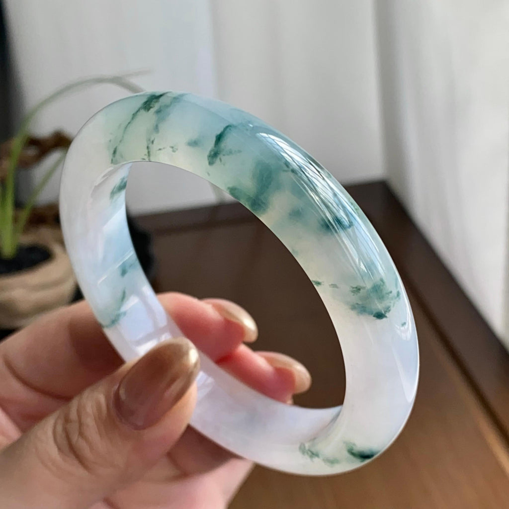 糯冰种飘花平安镯（56圈）（yc258950）