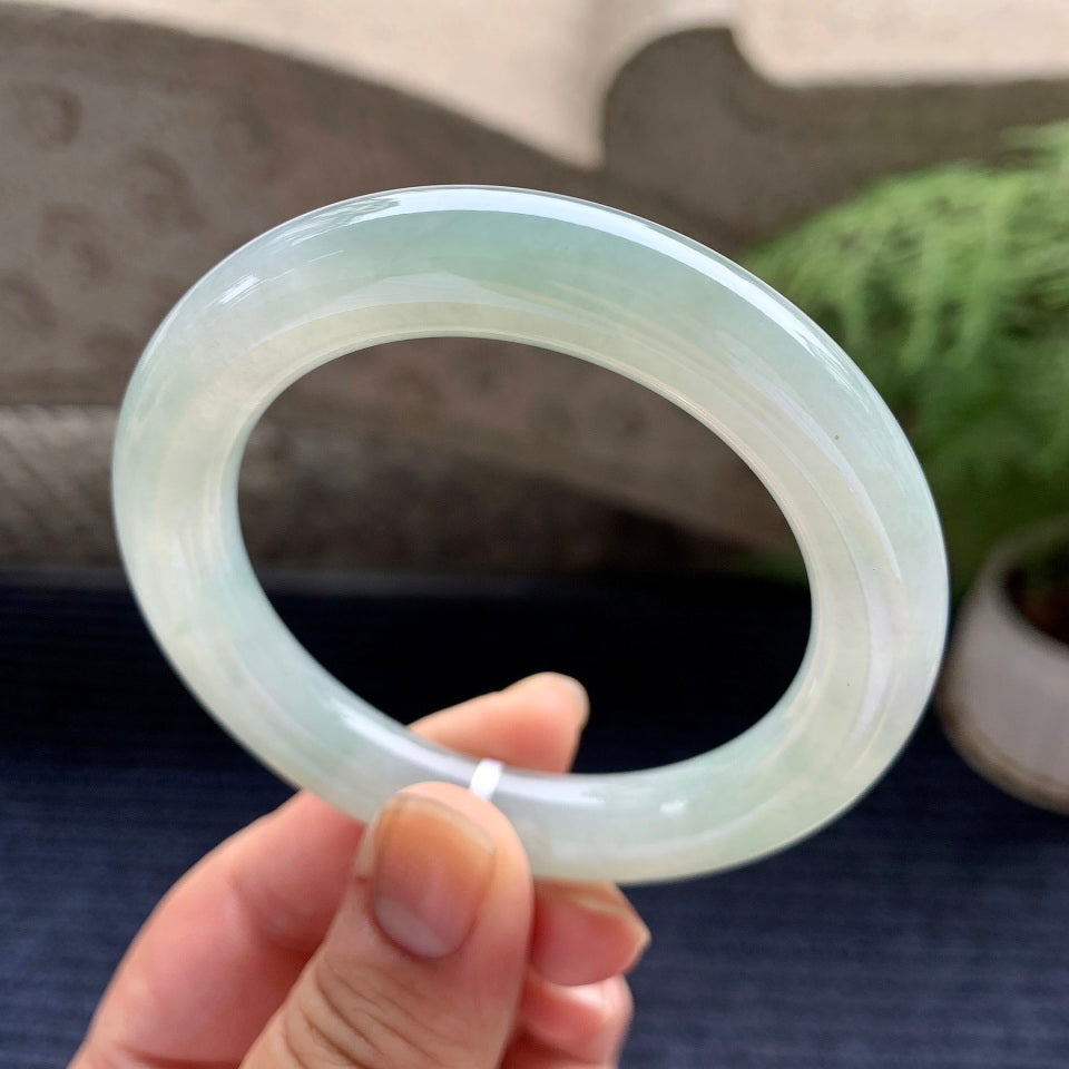 细糯种淡晴底圆条手镯（52.6mm）（yc088752）