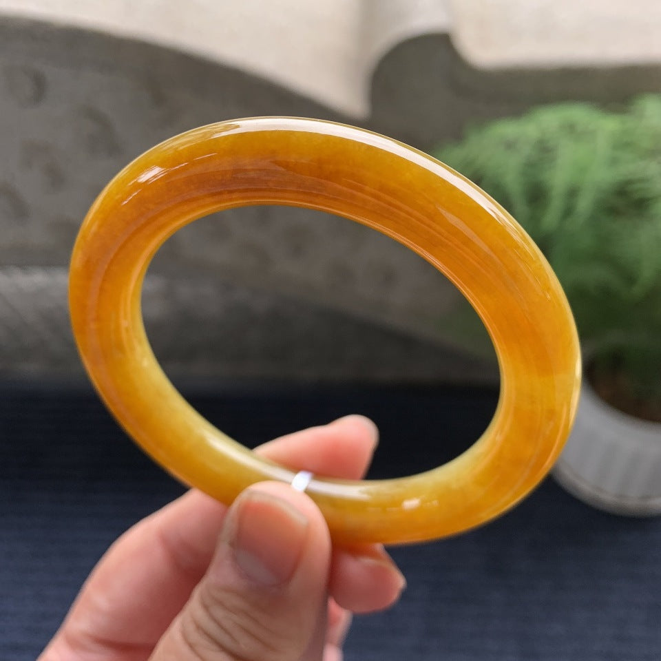 糯冰种黄翡圆条手镯（54.8mm）（yc081986）