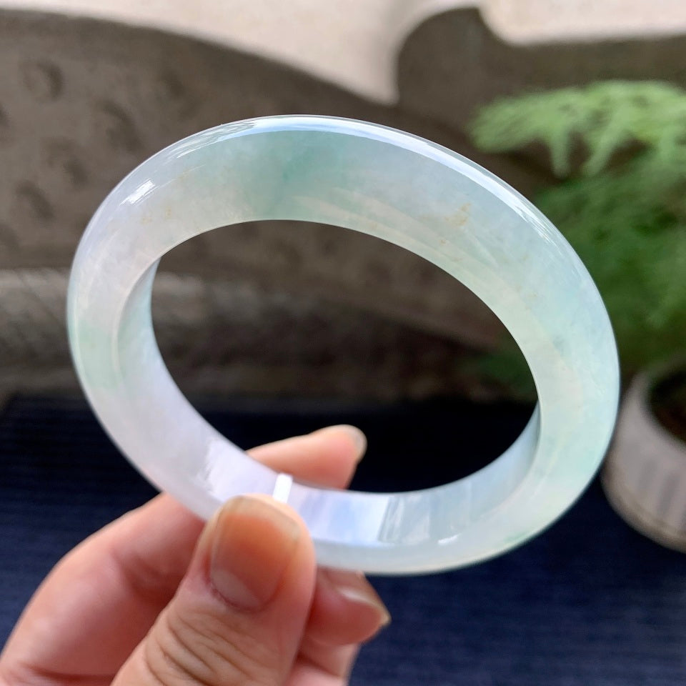 糯冰种飘花平安镯（56mm）（yc096579）