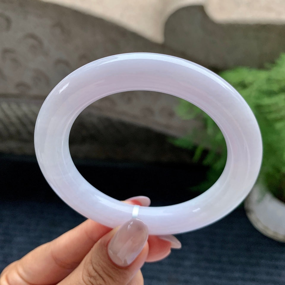 细糯种淡紫罗兰圆条手镯（55.4mm）（yc110777）