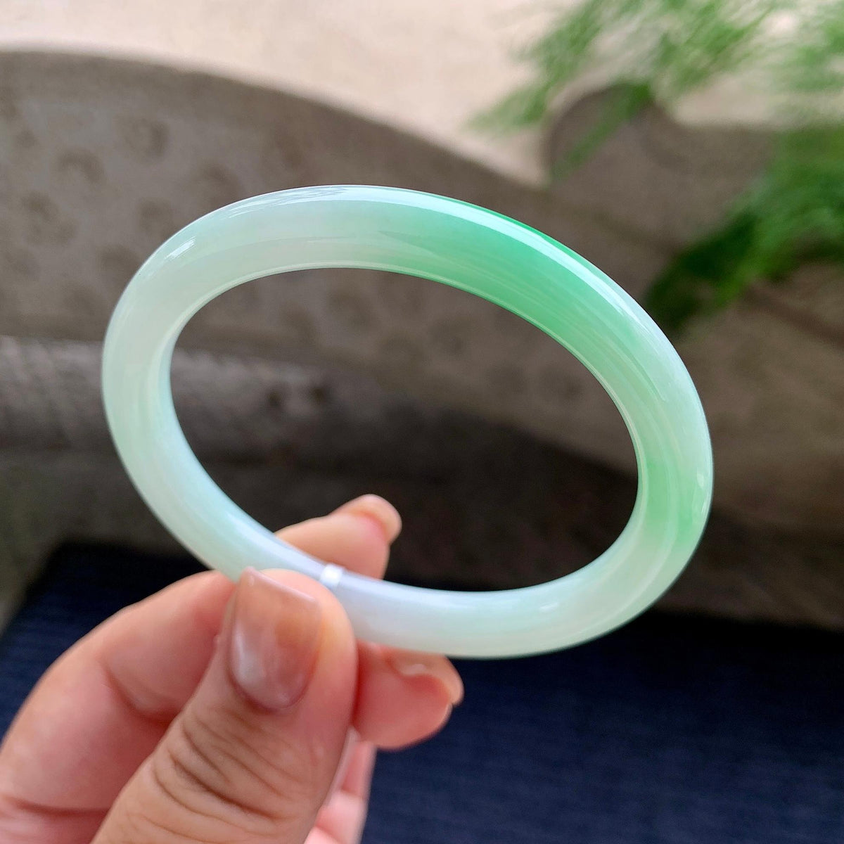 细糯种飘阳绿贵妃手镯 53.3圈口 天然缅甸A货翡翠（yc703285）