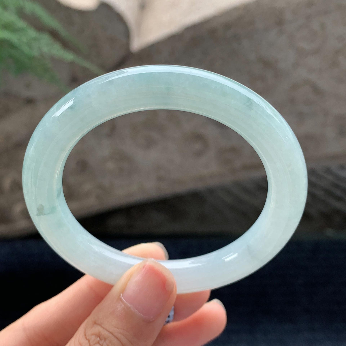 细糯种飘花圆条手镯 53圈 天然缅甸A货翡翠（yc696426）