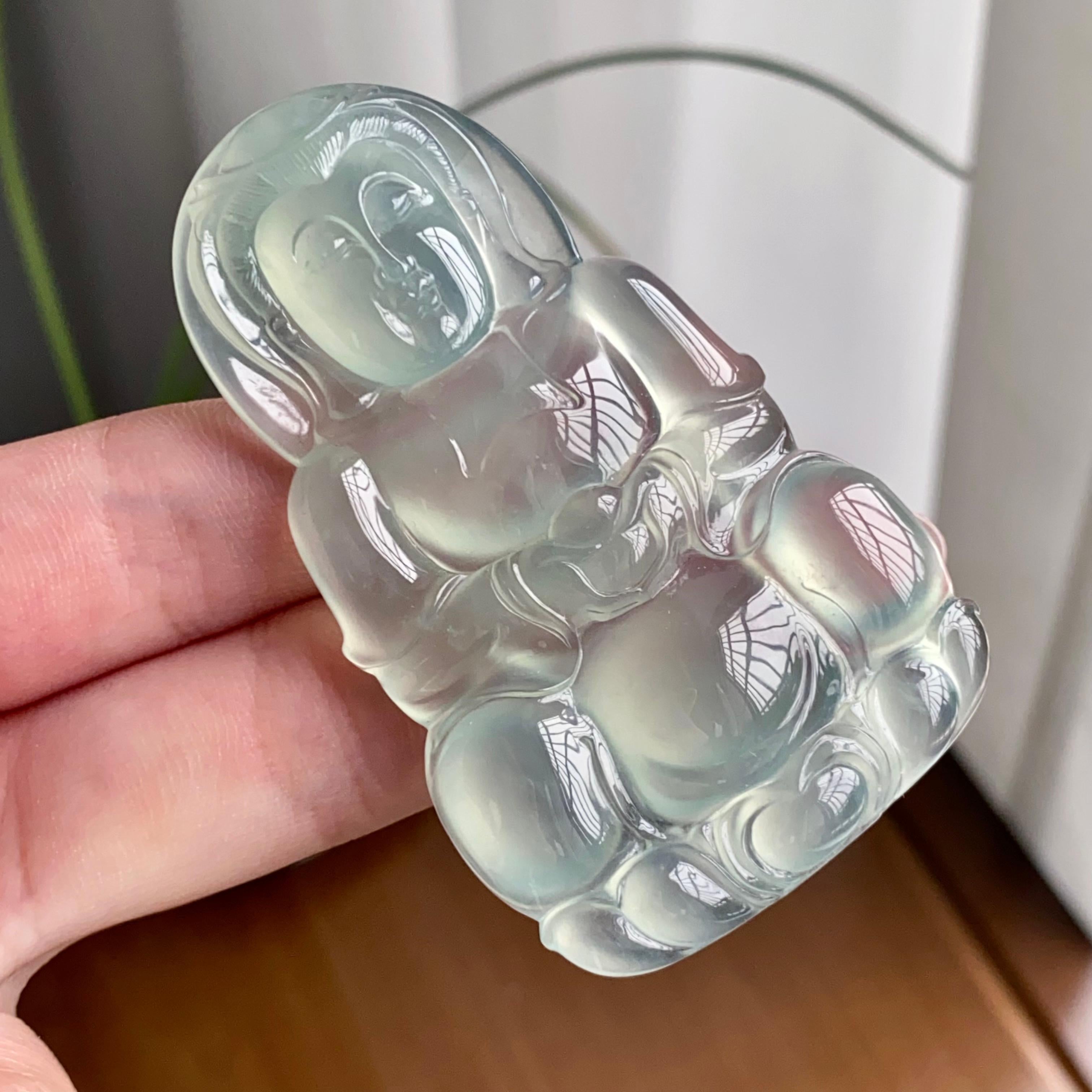 冰玻种淡晴底观音吊坠（yc260825）