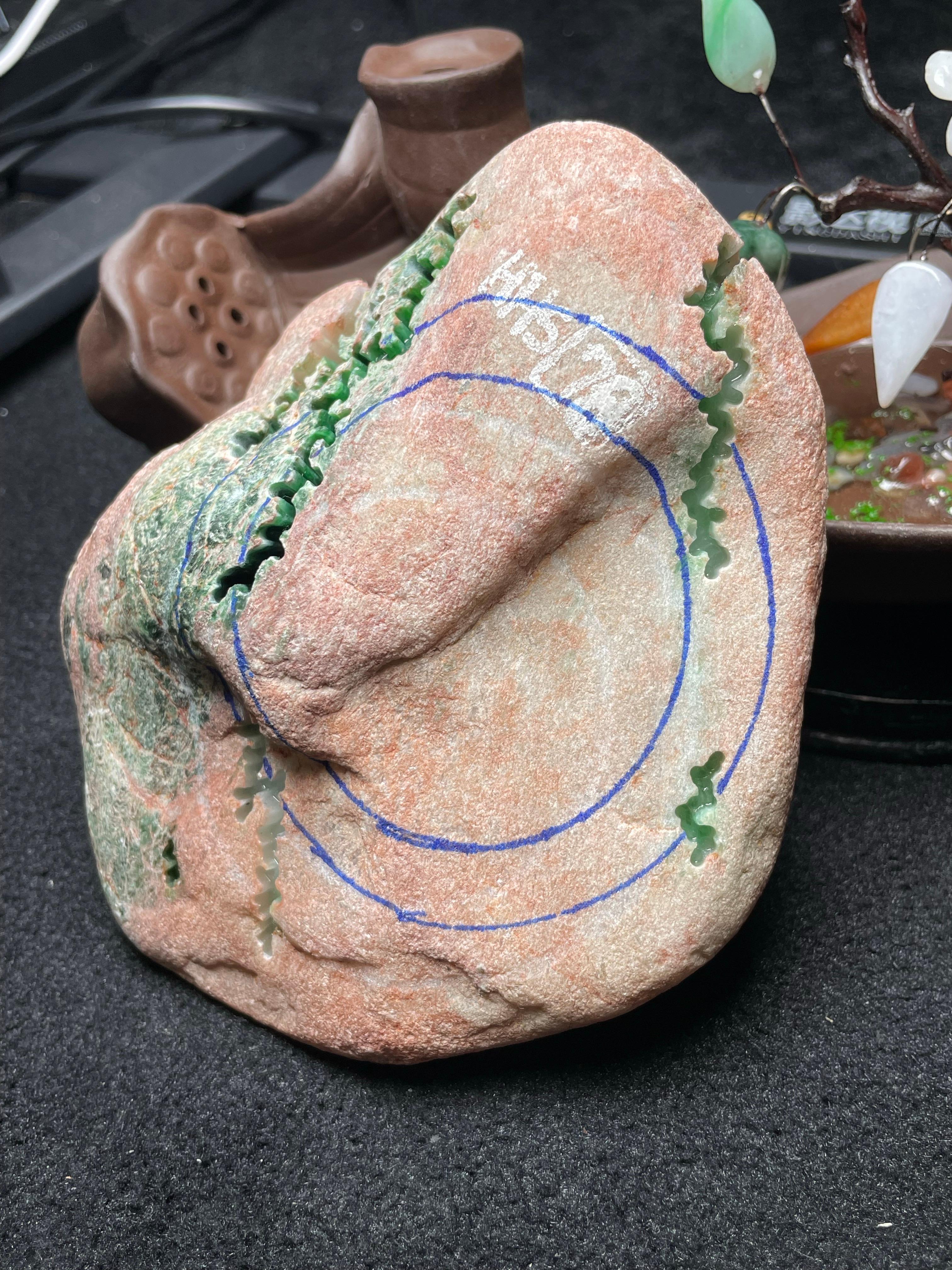 木那开窗白底青手镯料（yc533438）