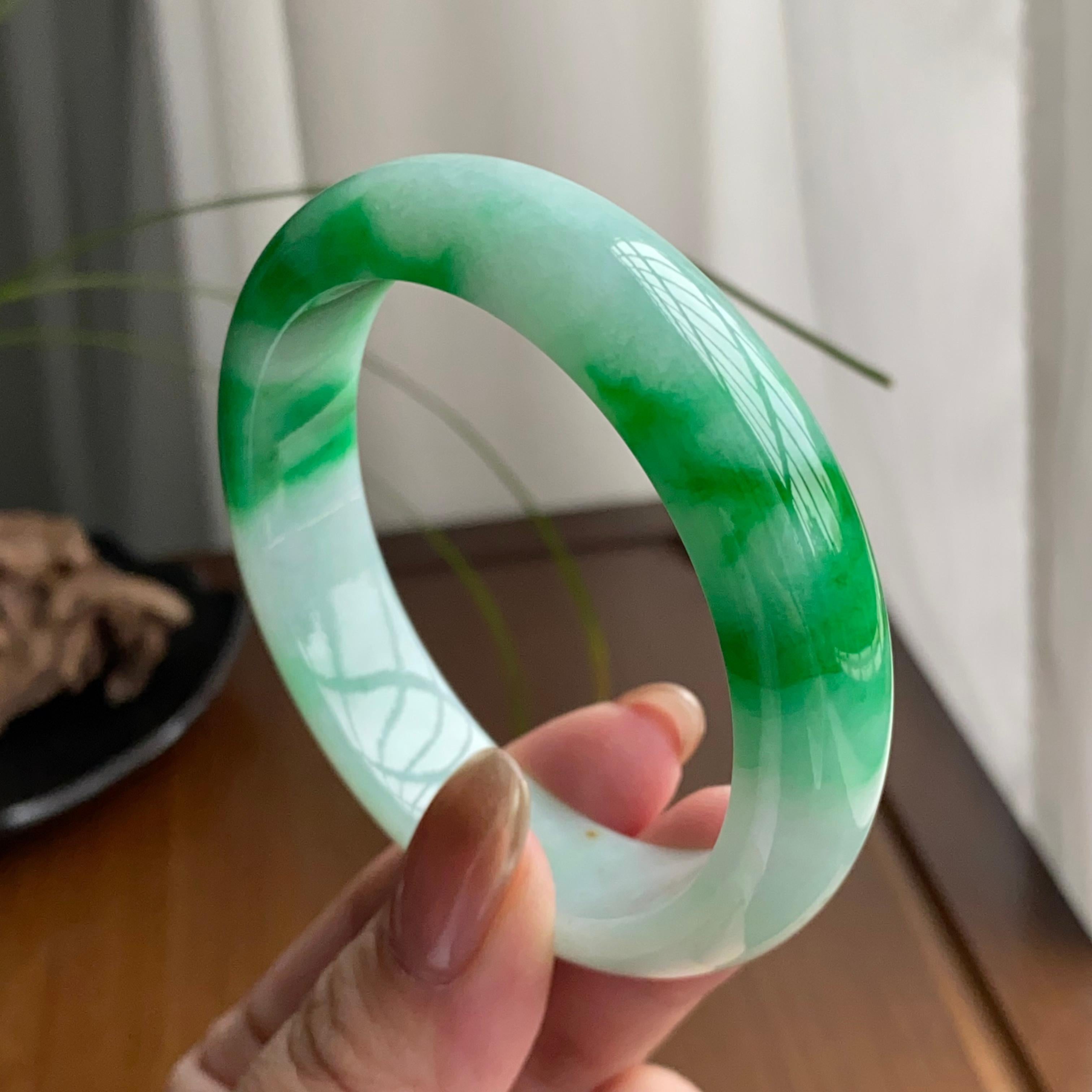 细糯种白底青平安镯（55圈）（yc259469）