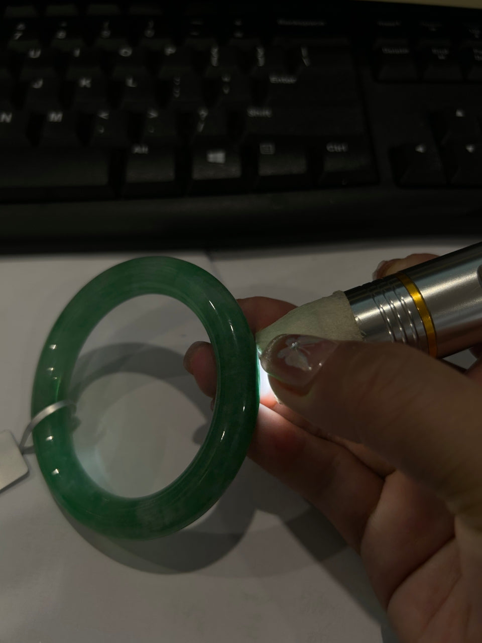 糯化满绿圆条手镯（53mm）（yc015974）