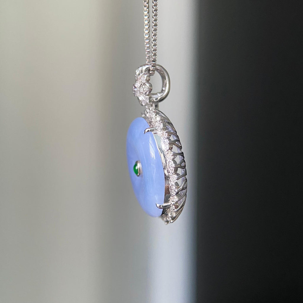 18k金钻镶冰种紫罗兰平安扣吊坠（yc219266）