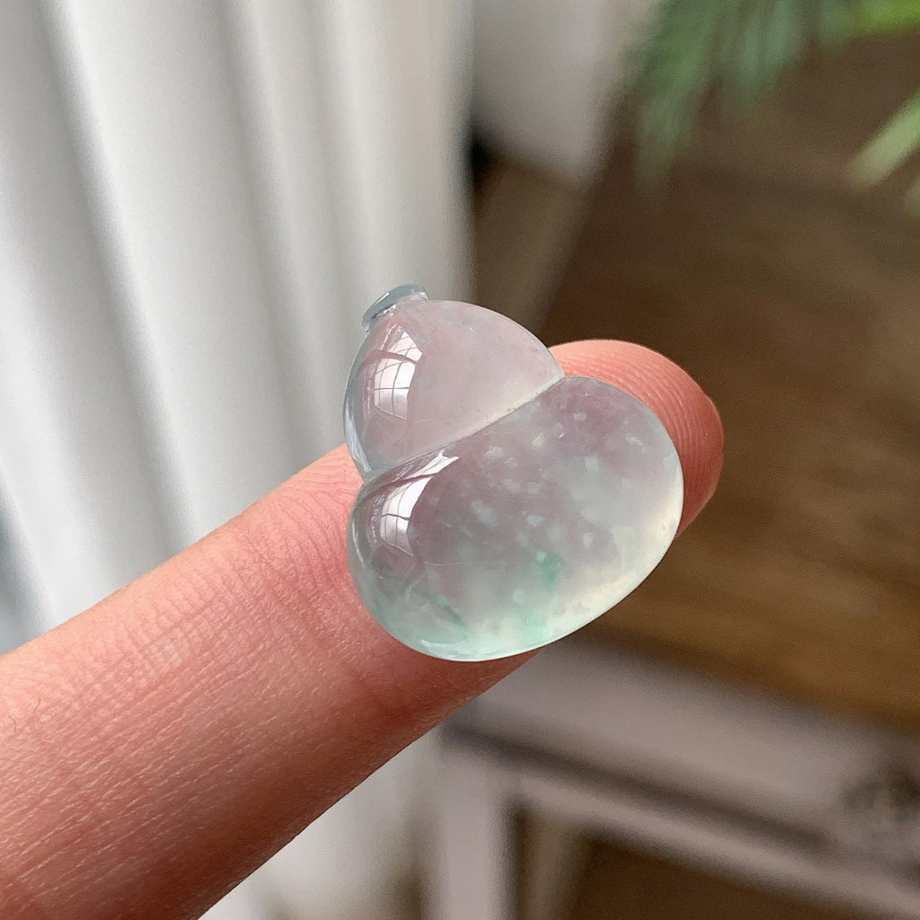冰种 飘绿雪花棉葫芦吊坠 天然缅甸A货翡翠（yc703363）