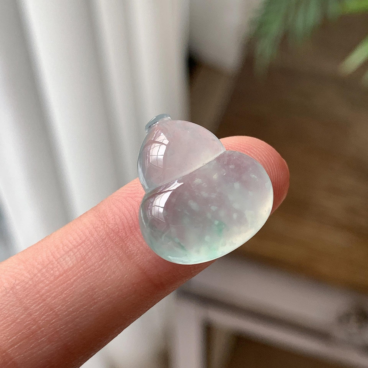 冰种 飘绿雪花棉葫芦吊坠 天然缅甸A货翡翠（yc703363）