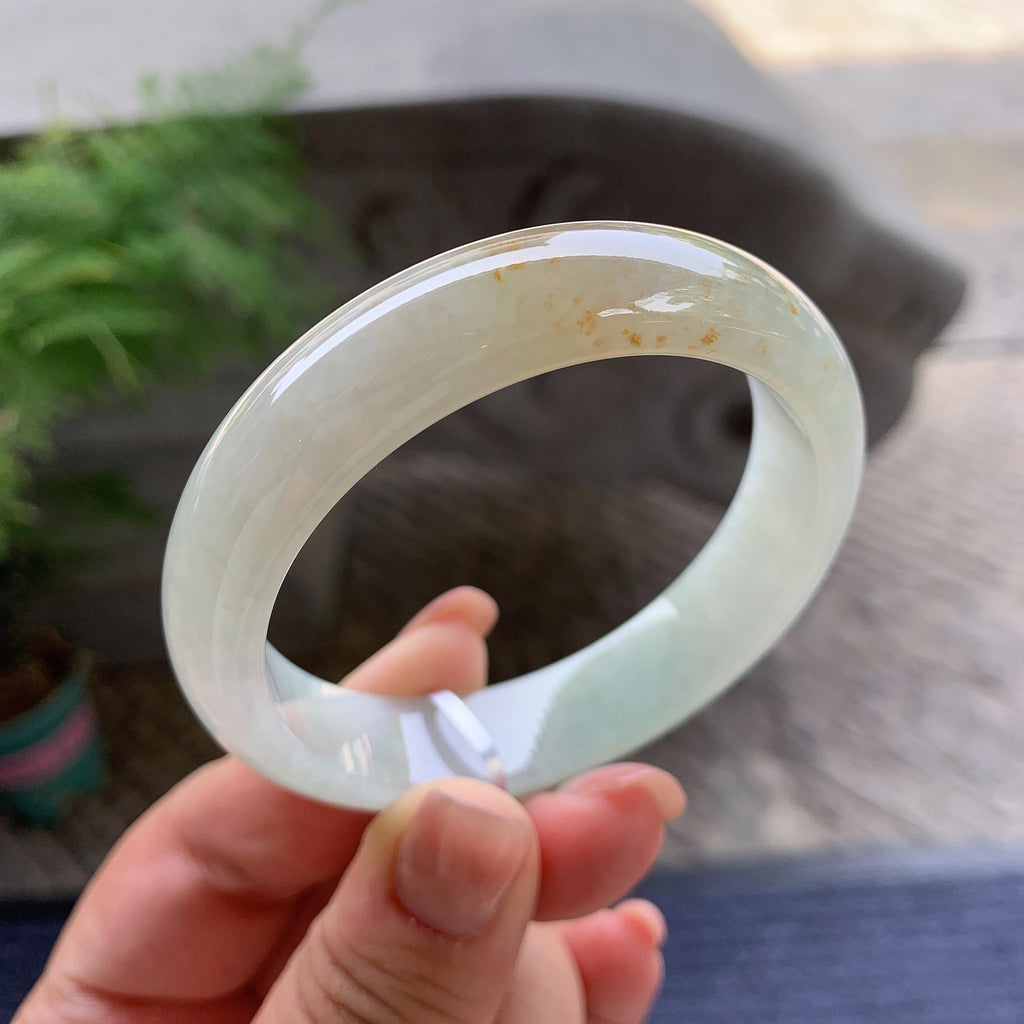 细糯种洒金正圈平安镯 53圈口 天然缅甸A货翡翠（yc499791）