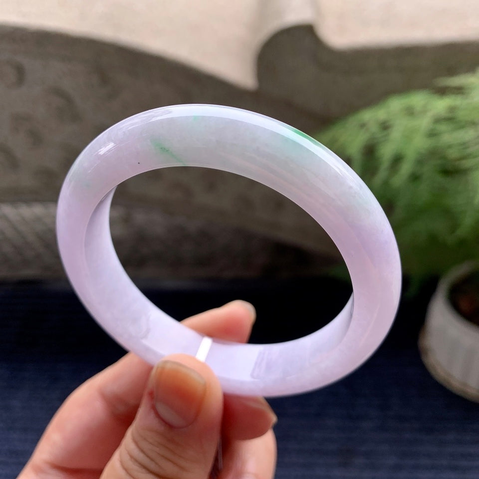 细糯种紫罗兰飘花平安镯（55.4mm）（yc088789）