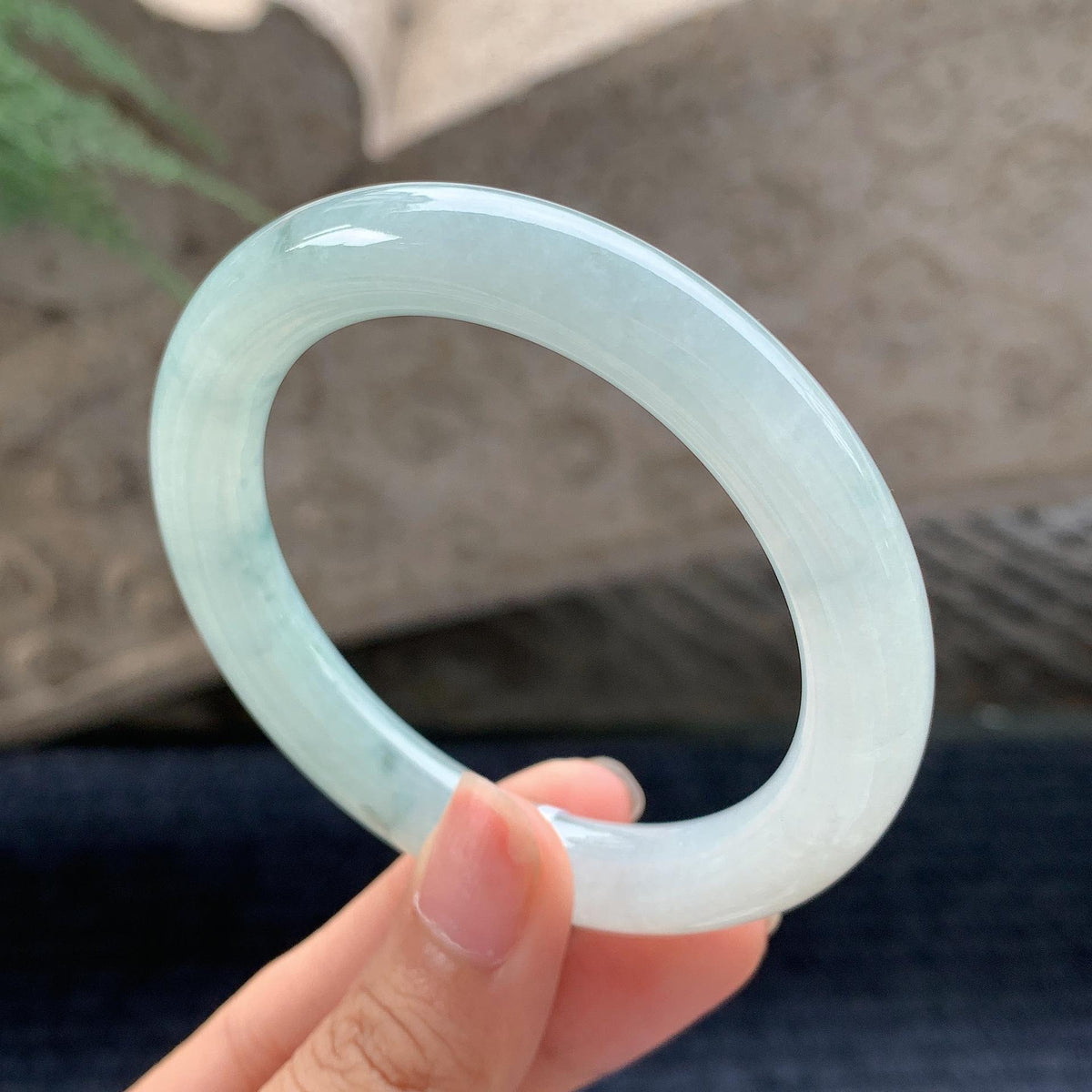 细糯种飘花圆条手镯 53圈 天然缅甸A货翡翠（yc696426）