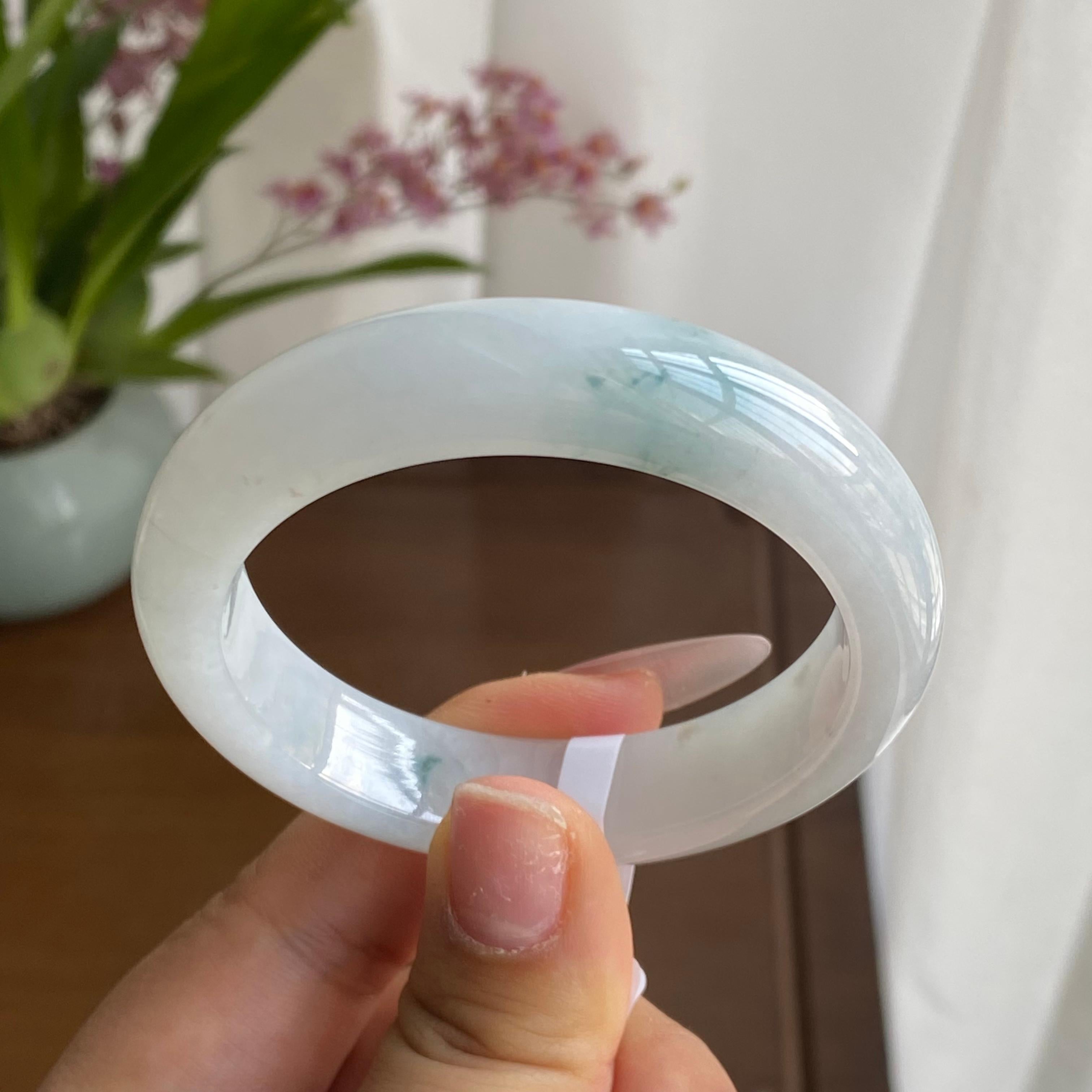 糯冰种飘花手镯（52圈）（yc298270）