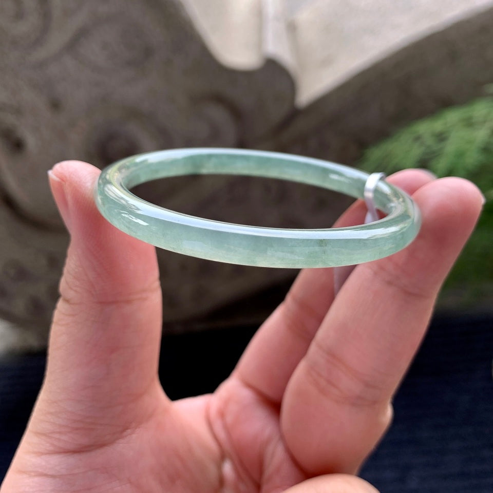 糯冰种晴水圆条手镯（53.3mm）（yc090917）