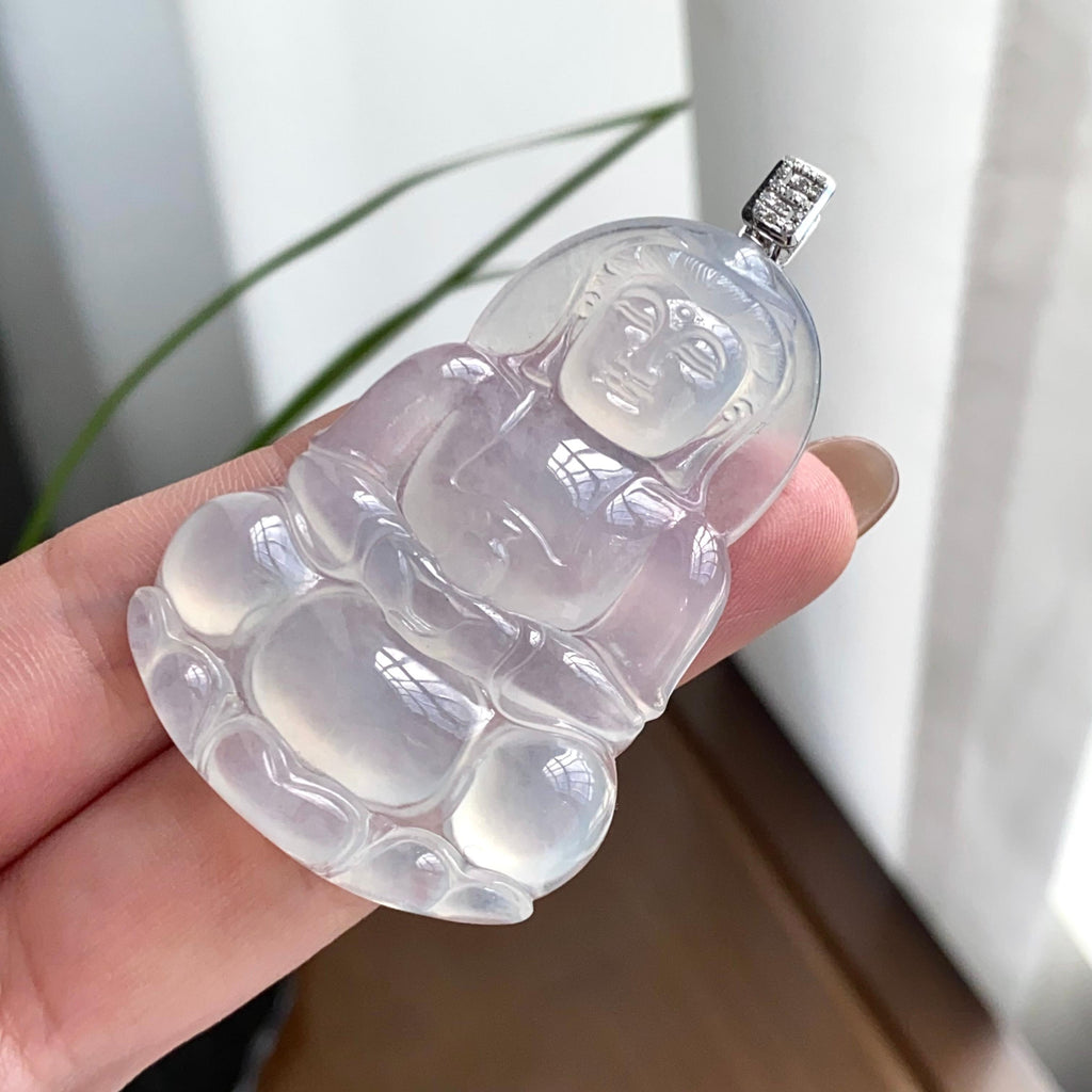 18k金钻镶冰种白月光观音吊坠（yc262753）