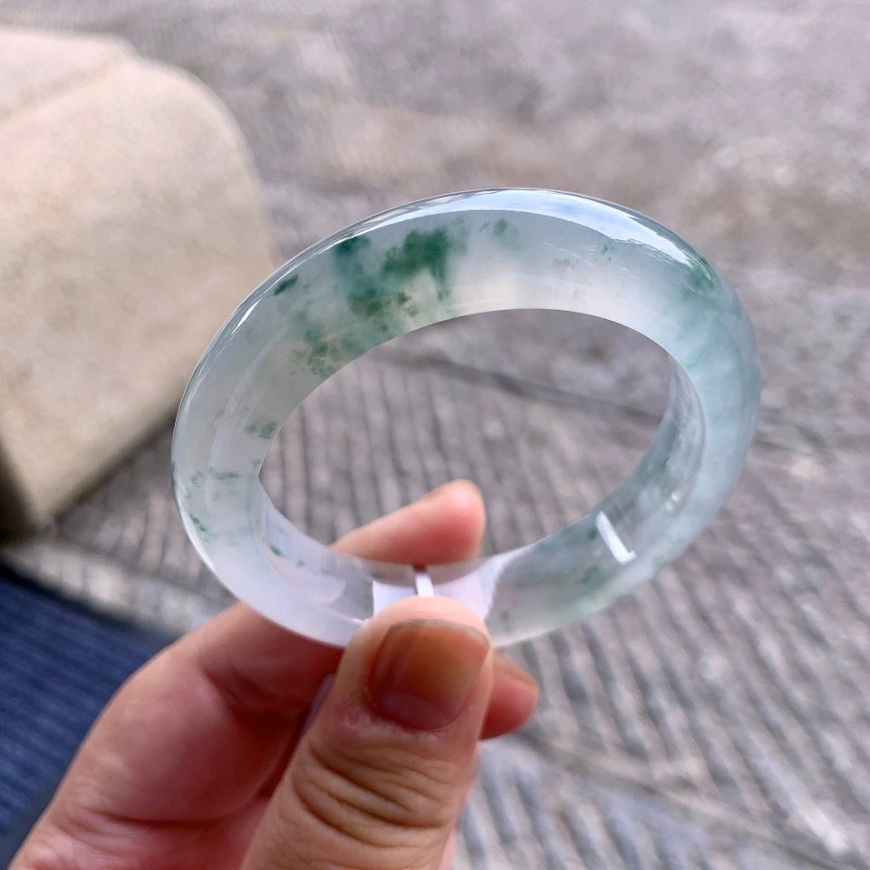 冰种飘花平安镯（50.6mm）（yc097793）