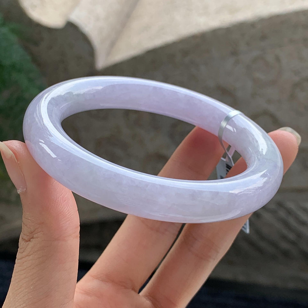 细糯种 紫罗兰圆条手镯 56圈 天然缅甸A货翡翠（yc699555）