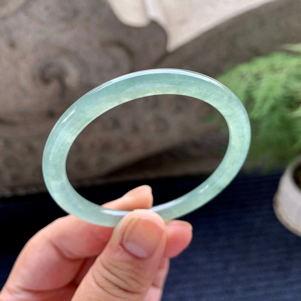 糯冰种晴水圆条手镯（53.3mm）（yc090917）