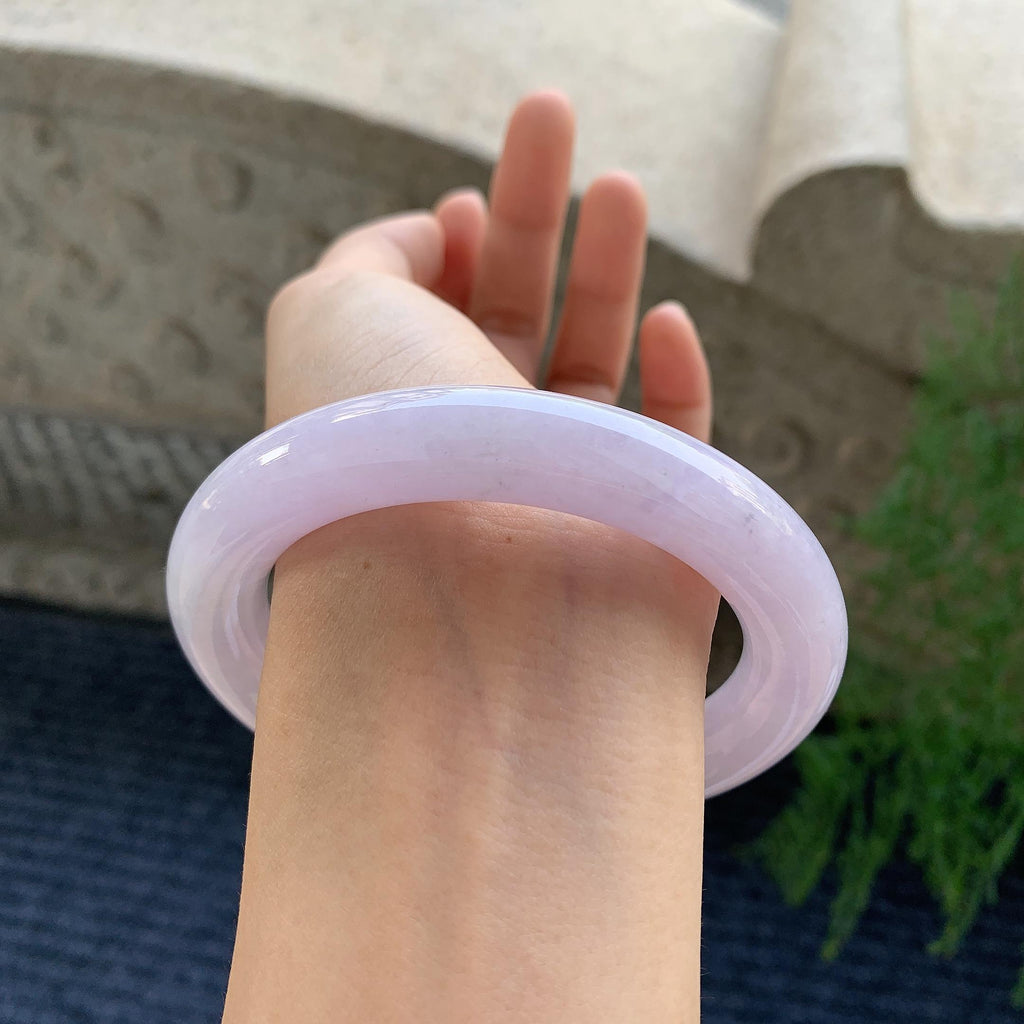 大圈口 细糯种淡紫色圆条手镯 60.5圈（yc709326）
