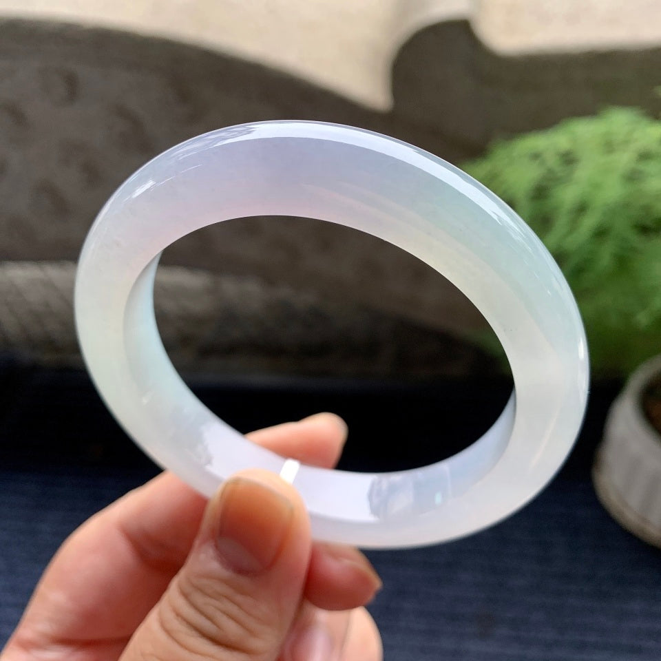 糯冰种淡春彩平安镯（57.5mm）（yc093393）