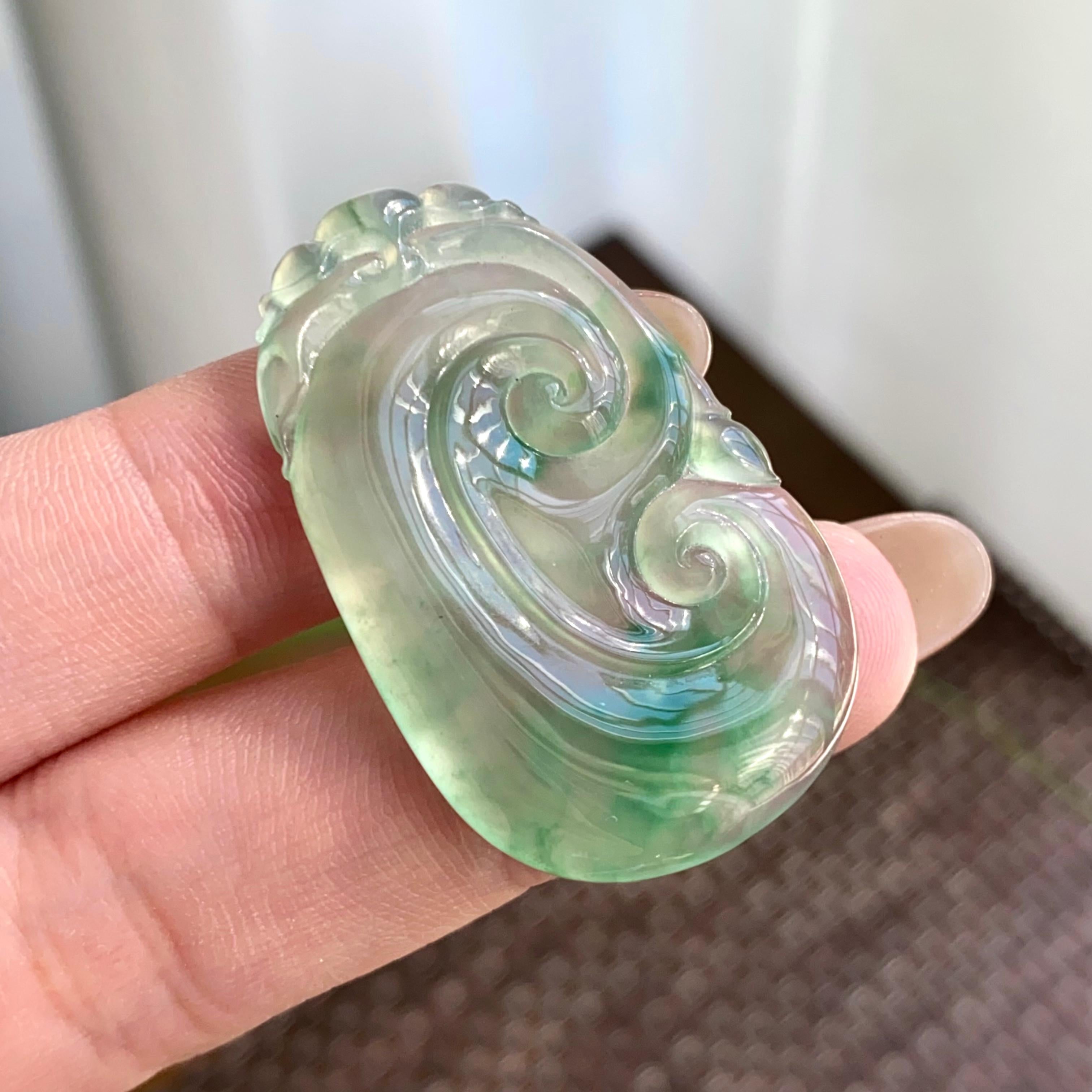 冰种飘花如意吊坠（yc265656）