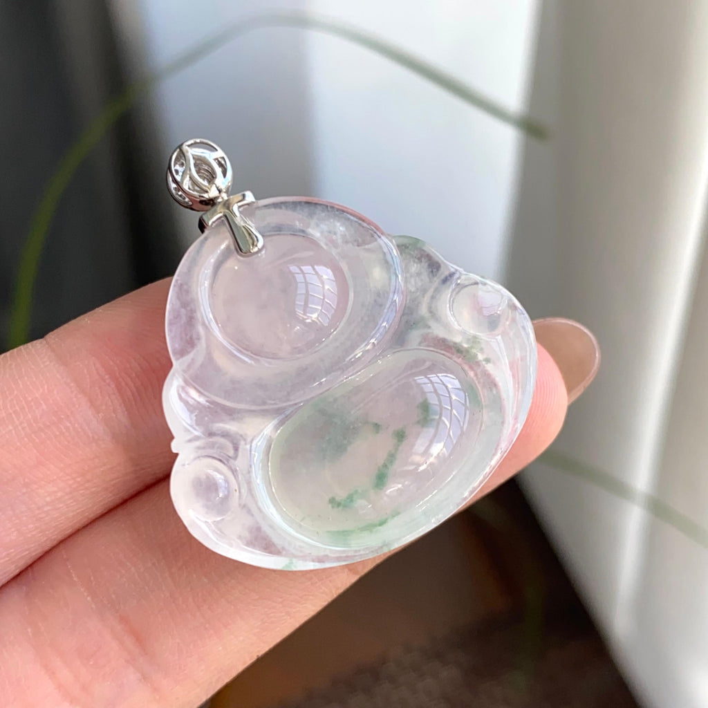 18k金钻镶冰种飘花佛公吊坠（yc263897）