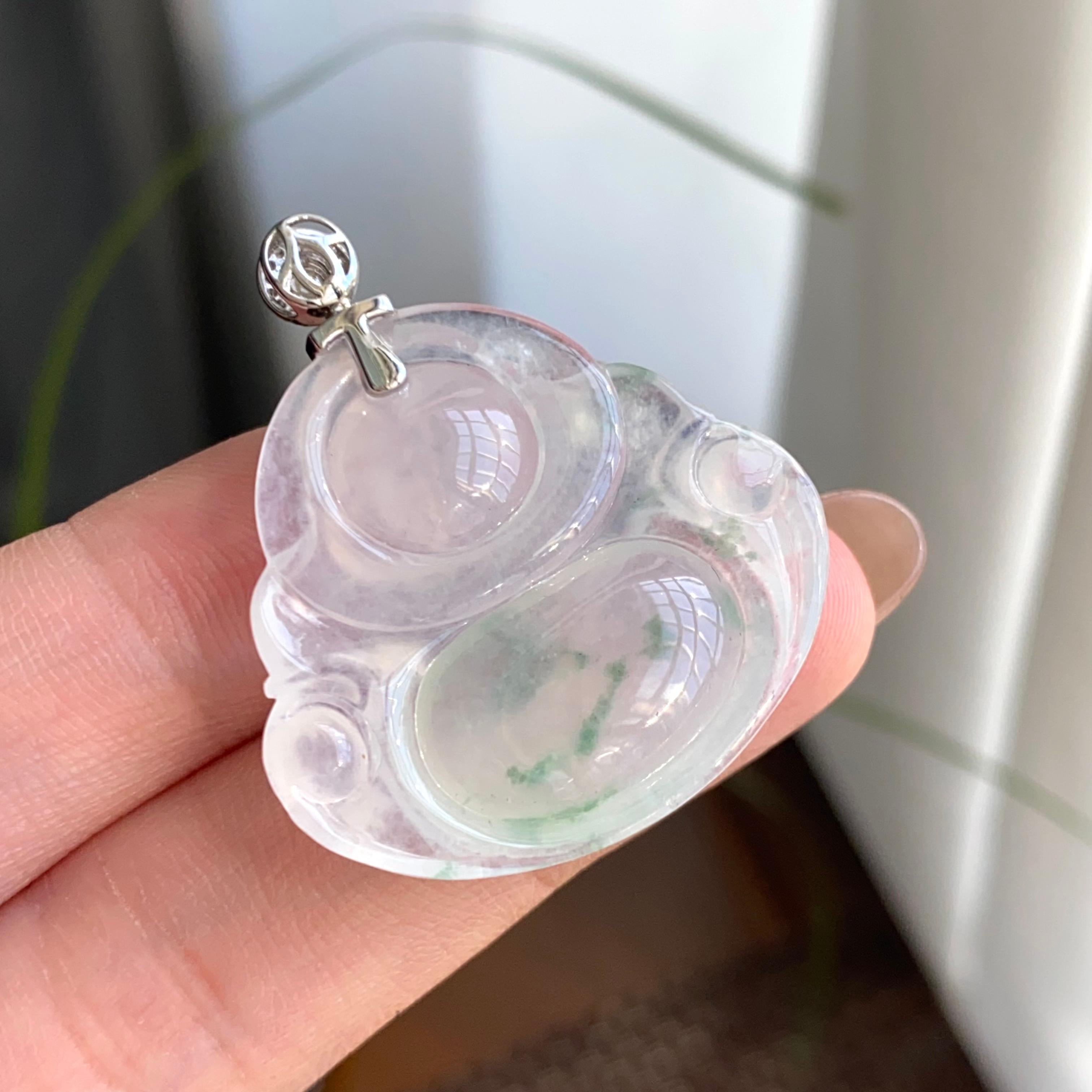 18k金钻镶冰种飘花佛公吊坠（yc263897）