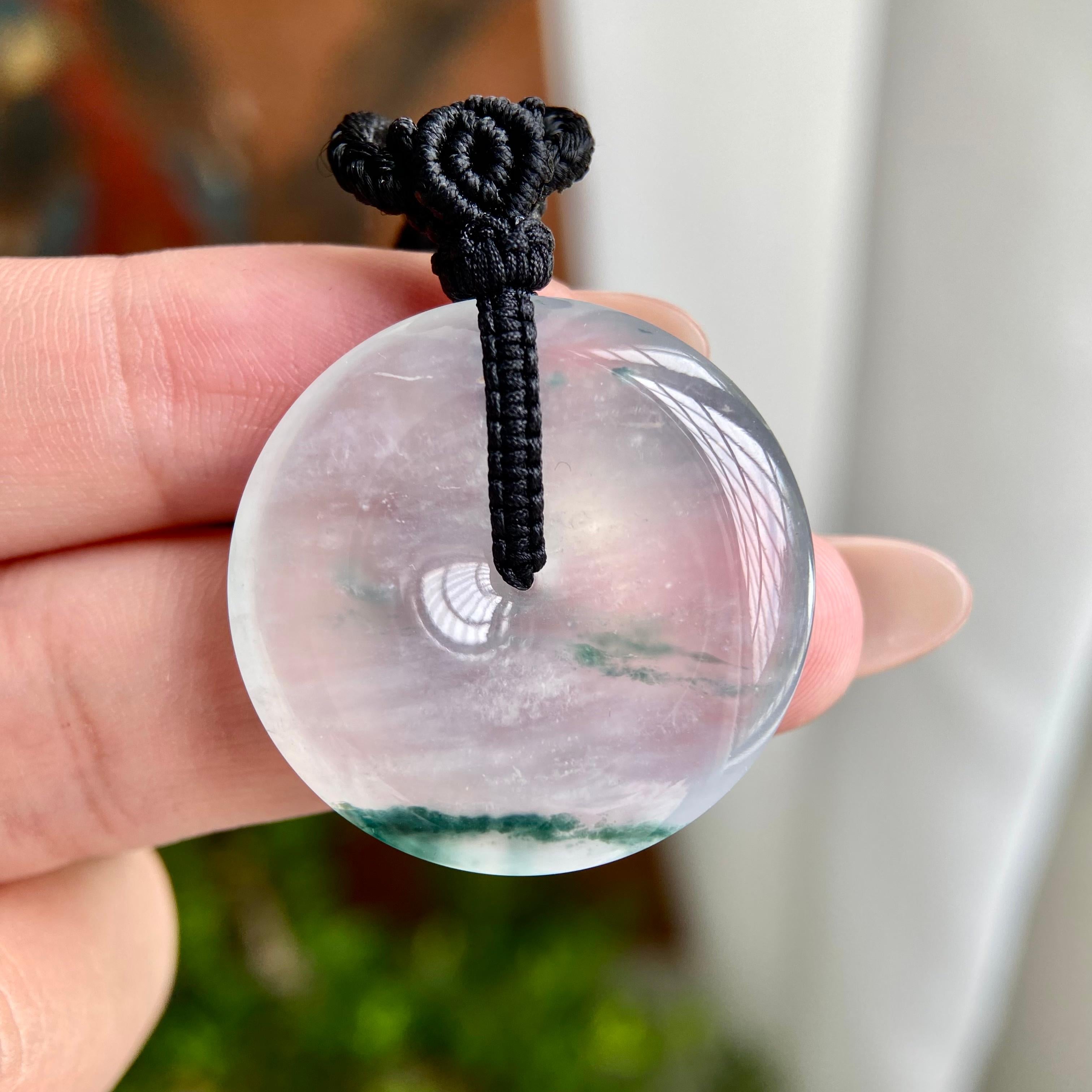 高冰种飘花平安扣吊坠（yc230169）