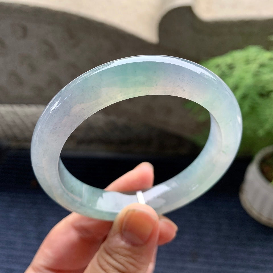 糯冰种飘花平安镯（58.3mm）（yc093391）