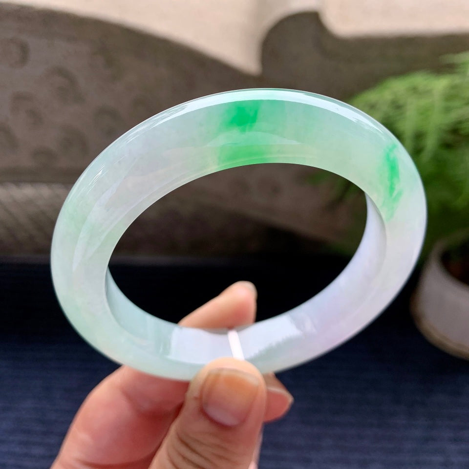 糯冰种飘阳绿平安镯（59mm）（yc089227）