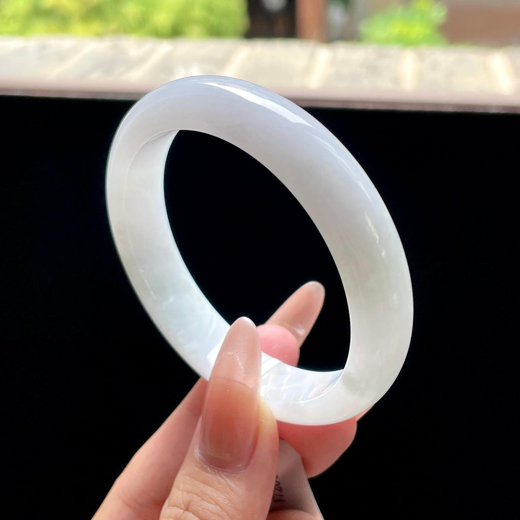 糯种无色正圈平安镯 56圈 天然缅甸A货翡翠（yc522707）