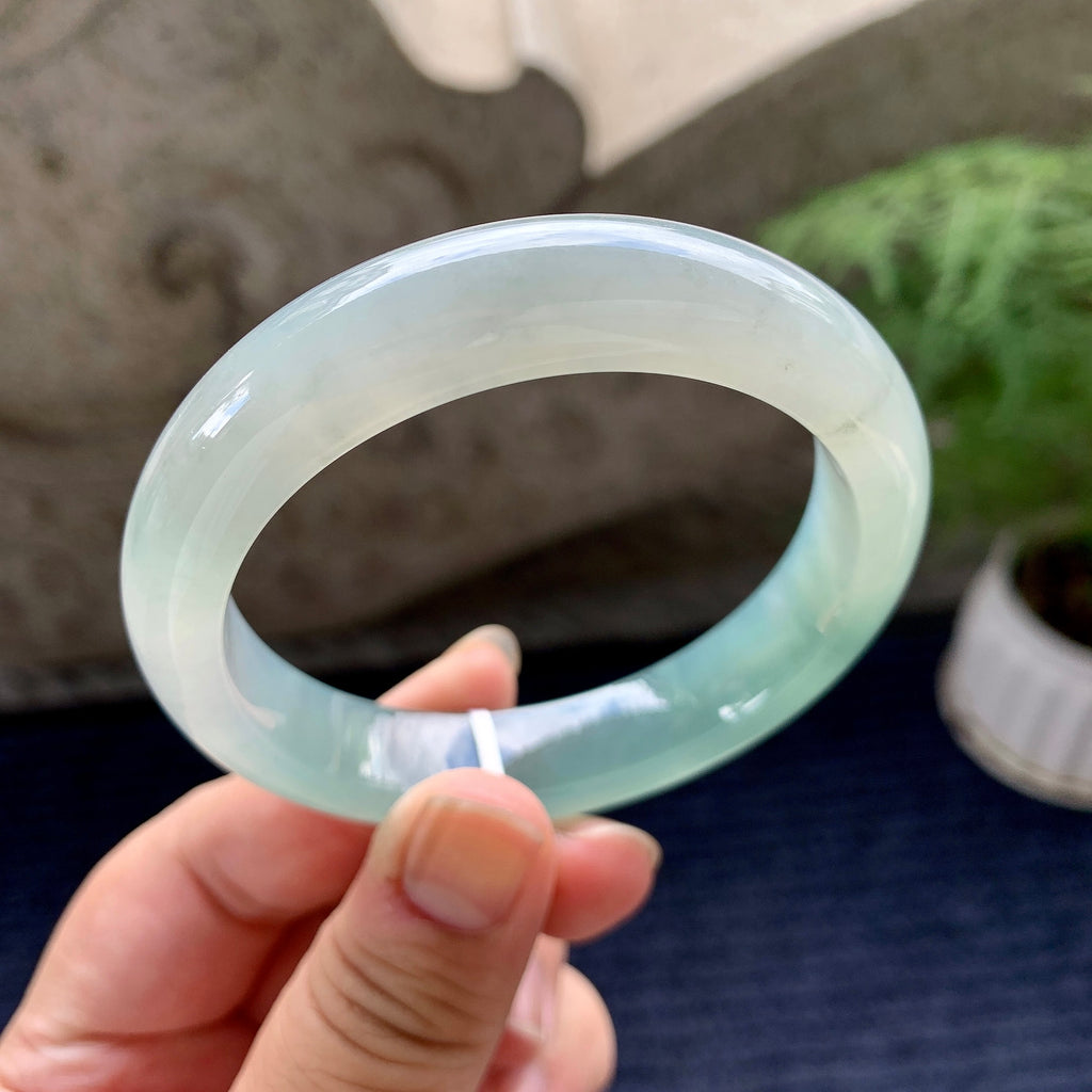 糯冰种蓝水平安镯（56.2mm）（yc117936）