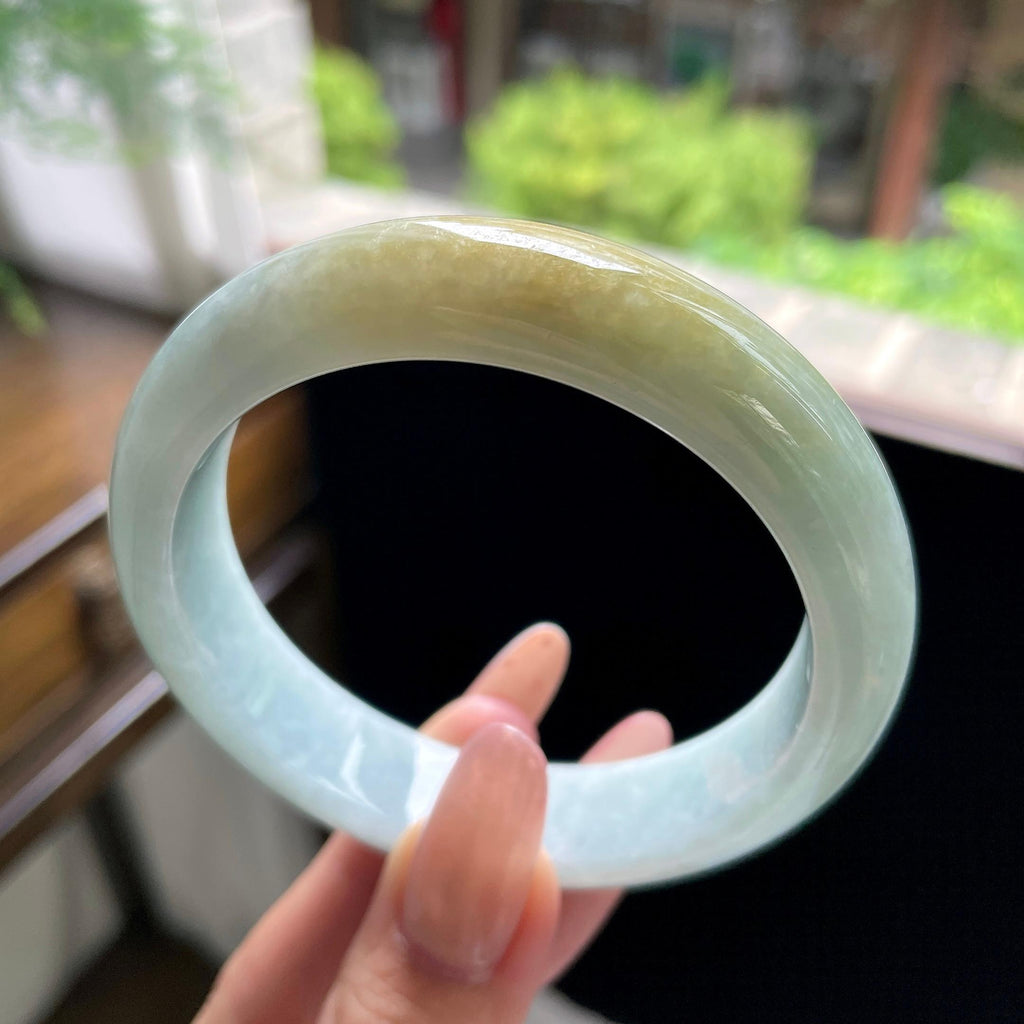 大圈口 糯种黄翡正圈平安镯 59.5圈（yc709482）