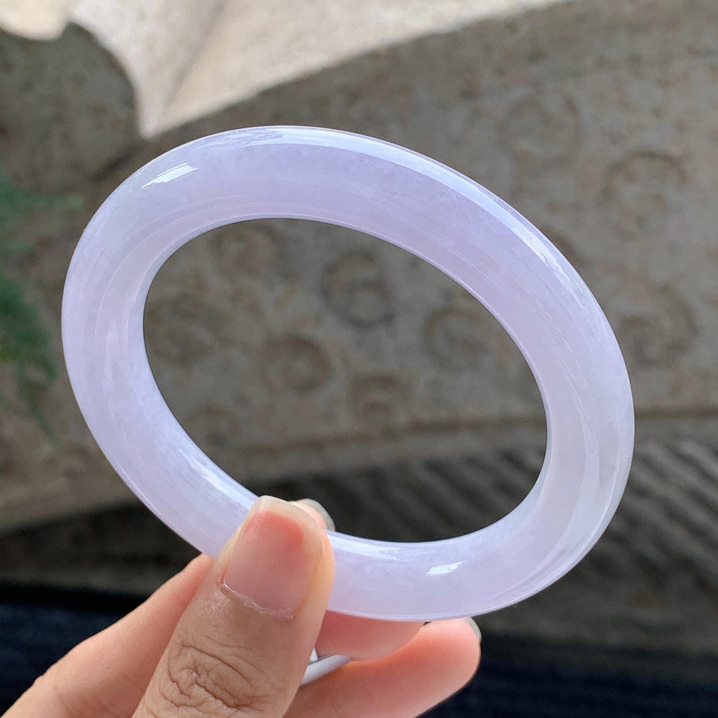 细糯种 紫罗兰圆条手镯 56圈 天然缅甸A货翡翠（yc699555）