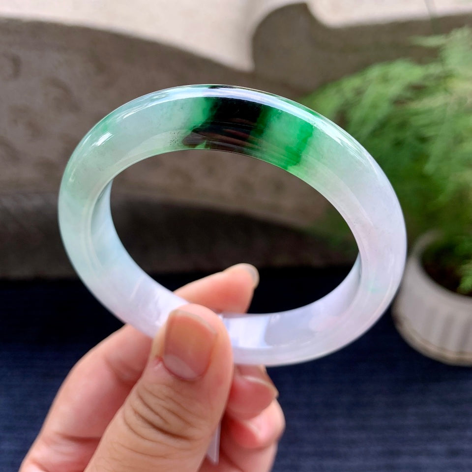 细糯种淡粉底飘花平安镯（54.6mm）（yc117993）
