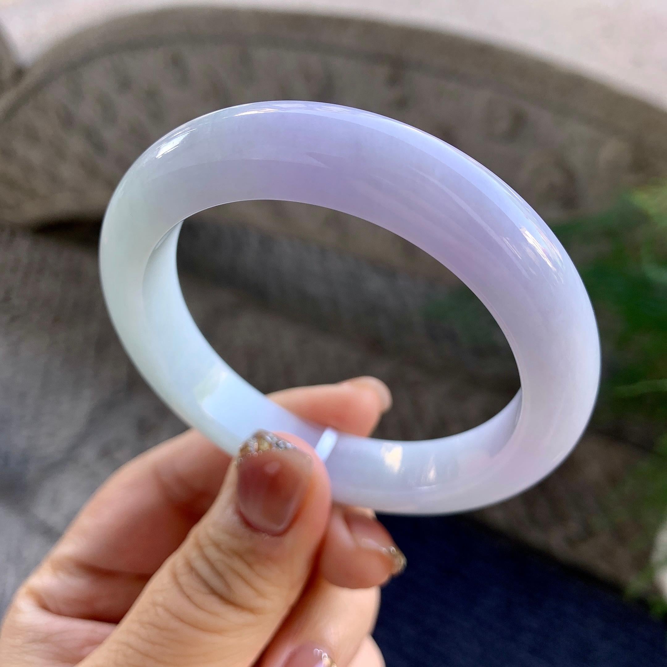 细糯种淡紫罗兰平安镯（54.5mm）（yc276205）