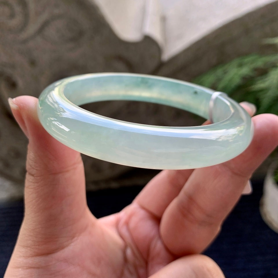 糯冰种晴水飘花平安镯（59.3mm）（yc090505）