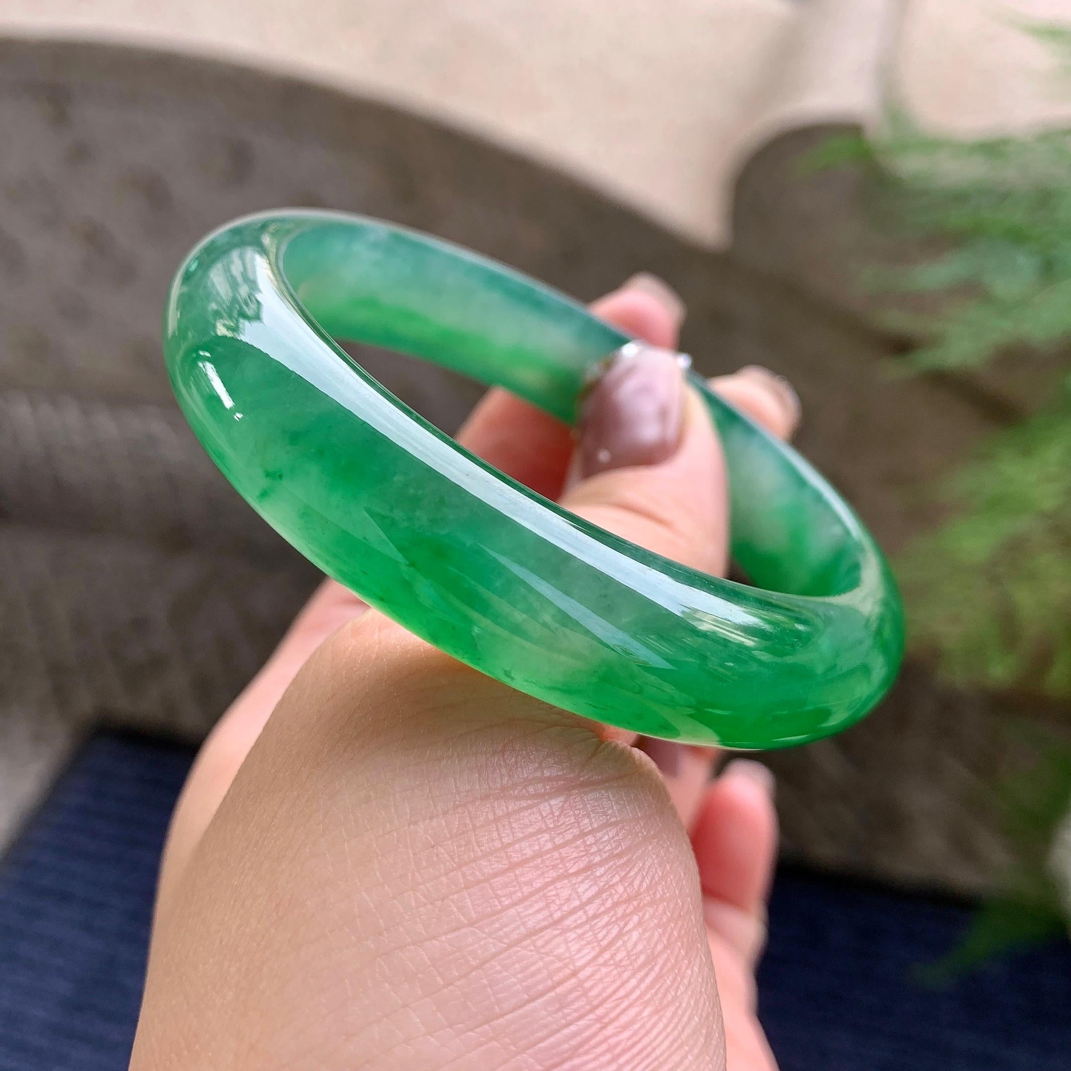 高冰种满绿平安镯（57mm）（yc277139）