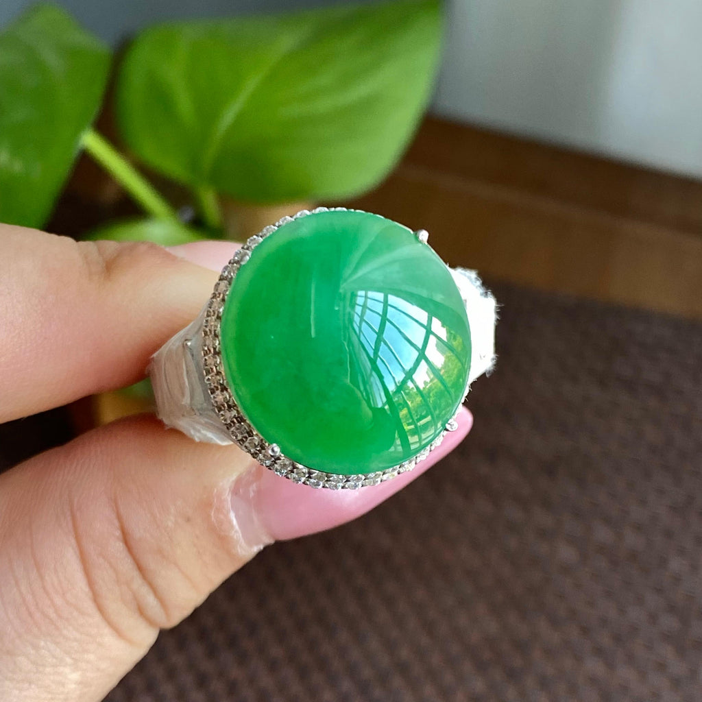 细糯种满绿裸石蛋面（yc282934）