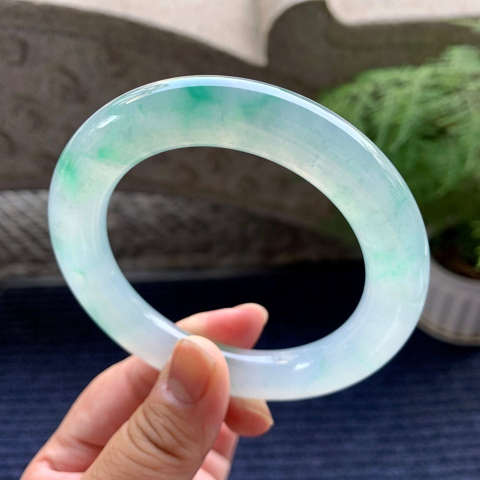 冰种飘花圆条手镯（62mm）（yc094207）