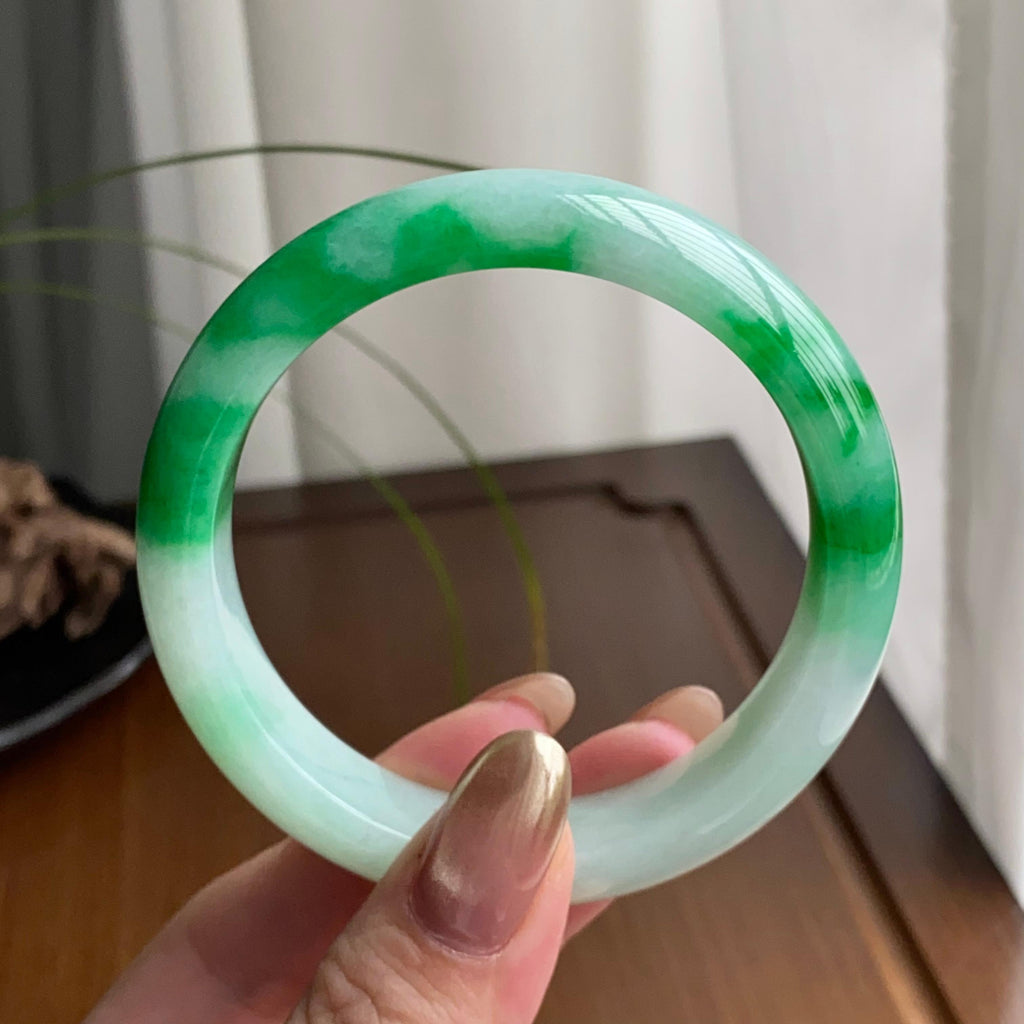 细糯种白底青平安镯（55圈）（yc259469）