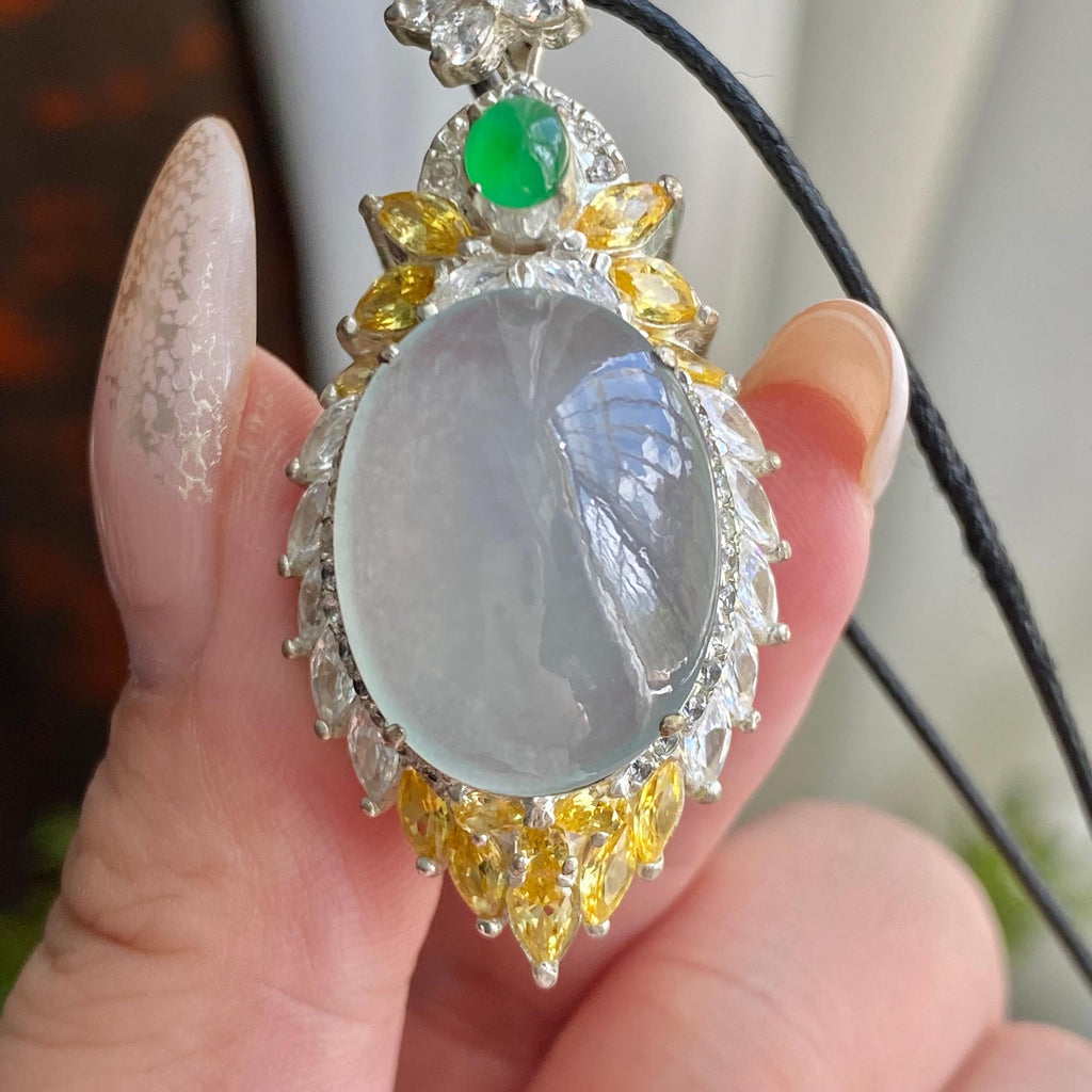 冰种淡晴底鸽子蛋吊坠裸石（yc225952）