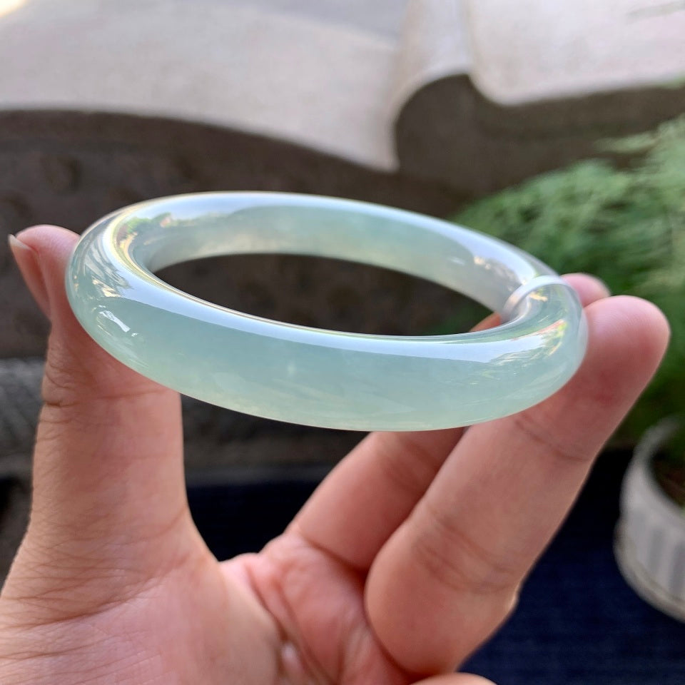 糯冰种晴水圆条手镯（55mm）（yc098517）
