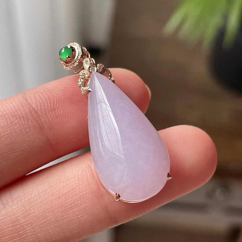 18K金镶细糯种带底色水滴吊坠（yc718983）
