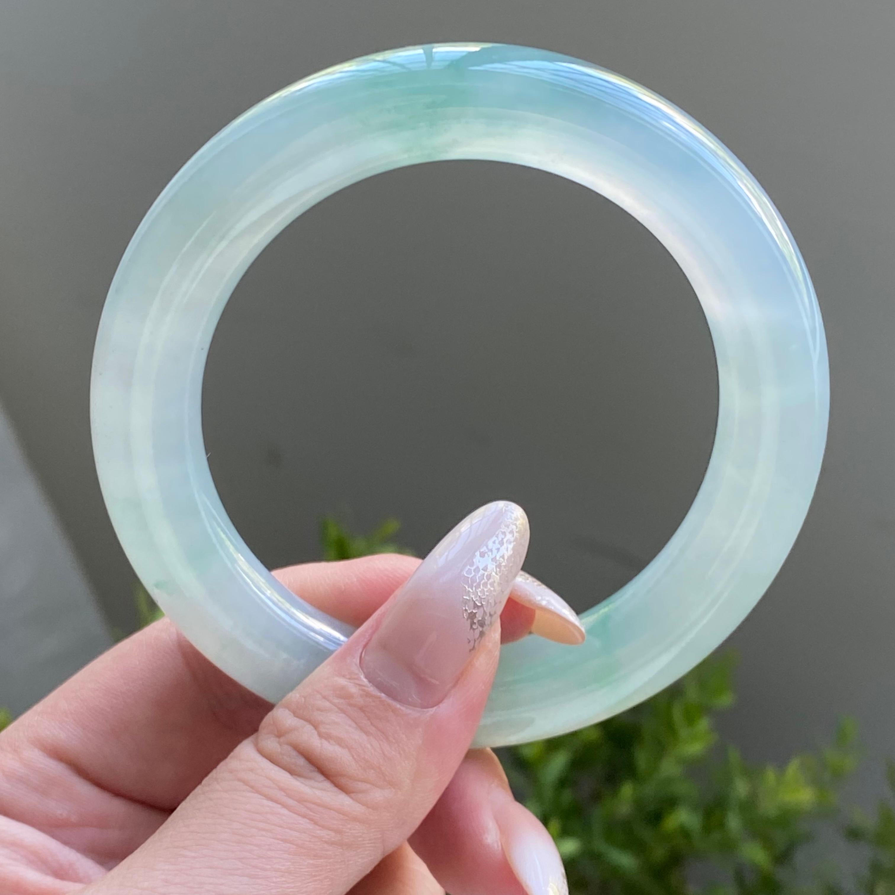 冰种飘花圆条手镯（56圈）（yc225916）