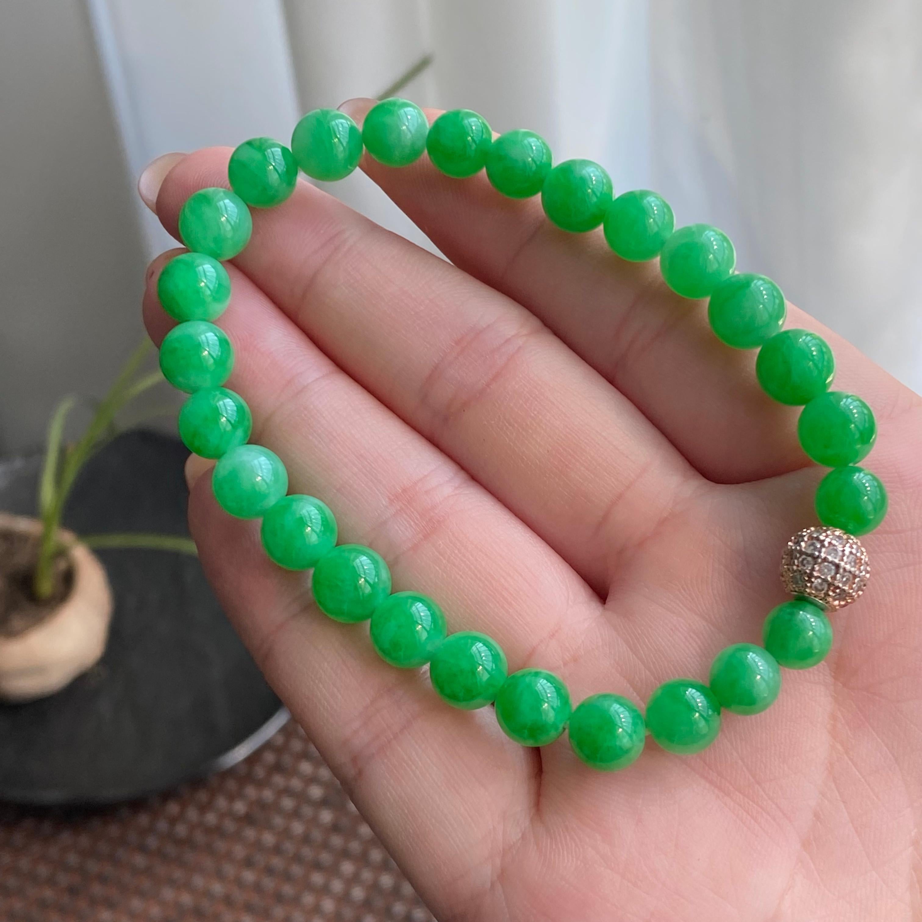 细糯种阳绿单圈手串（26颗）（yc264921）